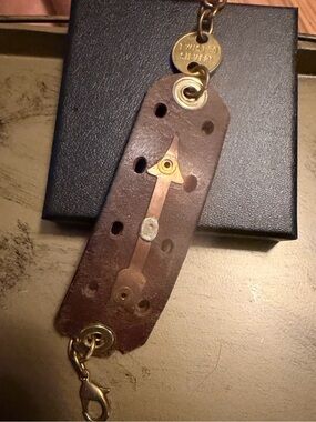 Brown Leather Bracelet with Arrow Accent and Gold Hardware